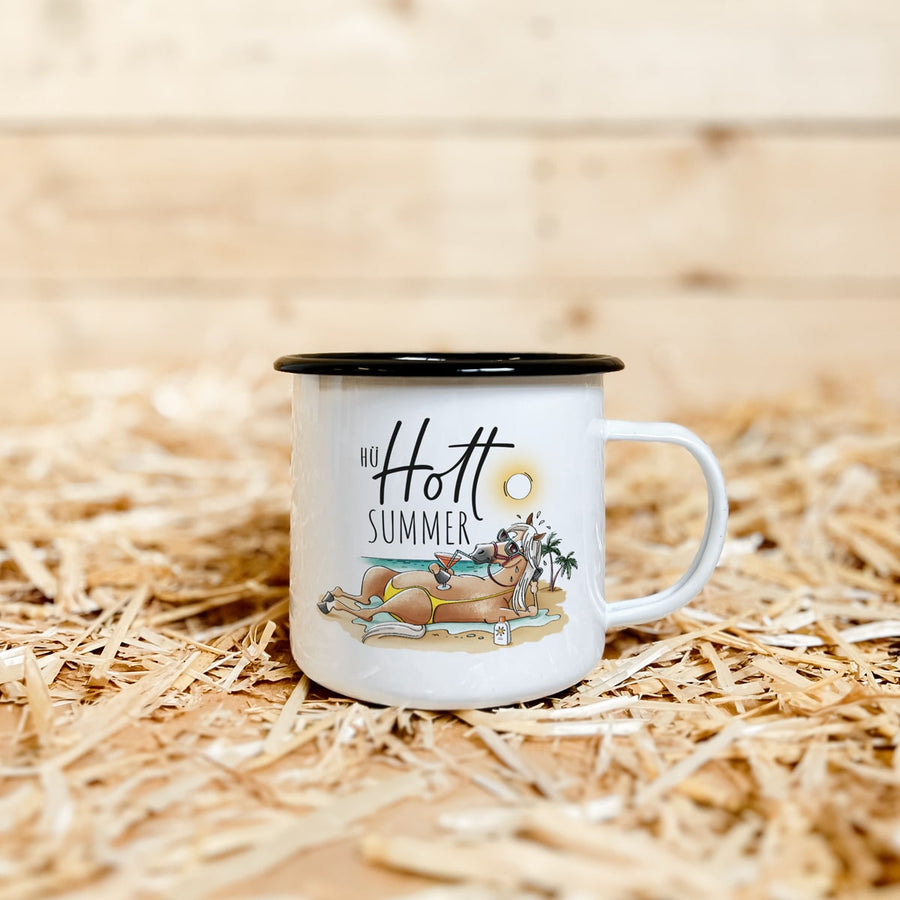 Emaille-Tasse "Hü Hott Summer"