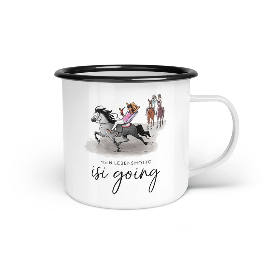 Emaille-Tasse "isi going"