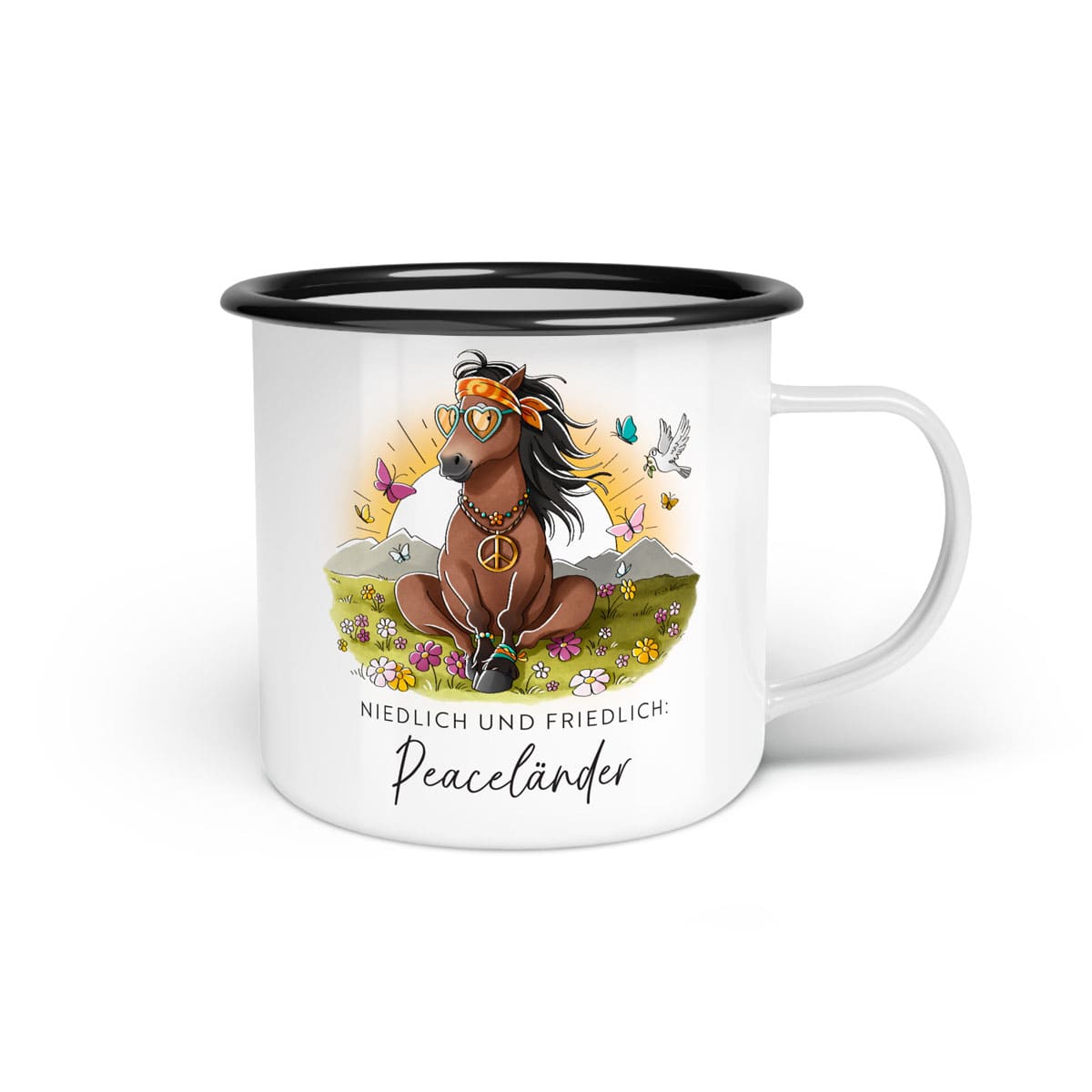 Emaille-Tasse "Peaceländer"