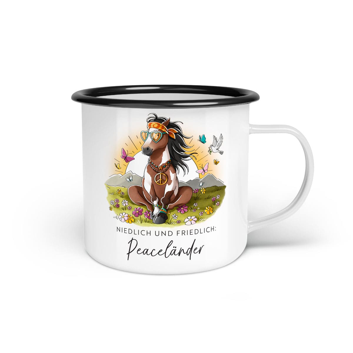 Emaille-Tasse "Peaceländer"