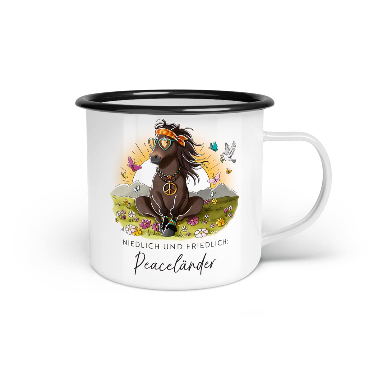 Emaille-Tasse "Peaceländer"