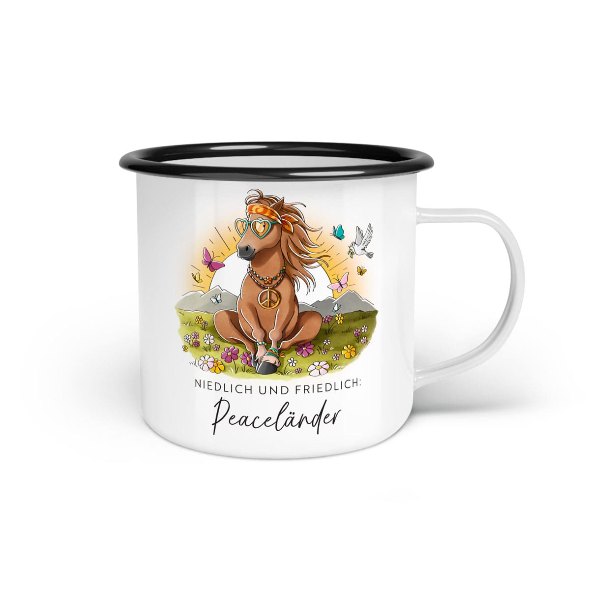 Emaille-Tasse "Peaceländer"