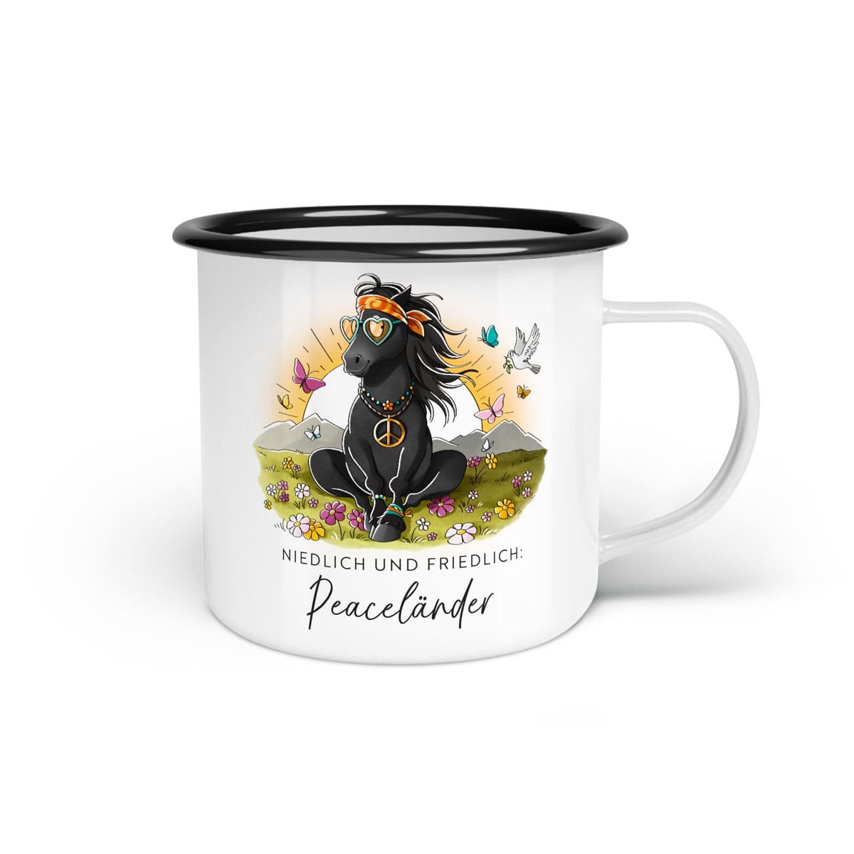 Emaille-Tasse "Peaceländer"
