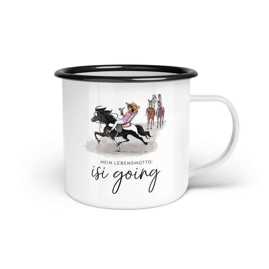 Emaille-Tasse "isi going"