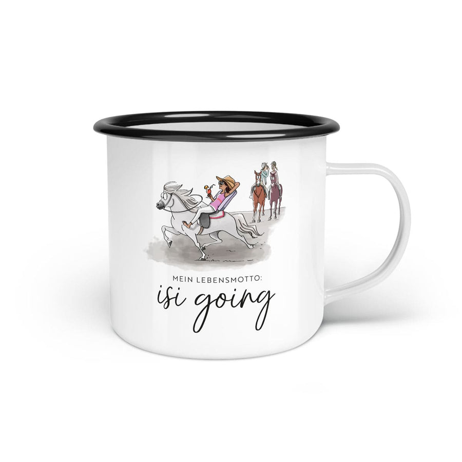 Emaille-Tasse "isi going"