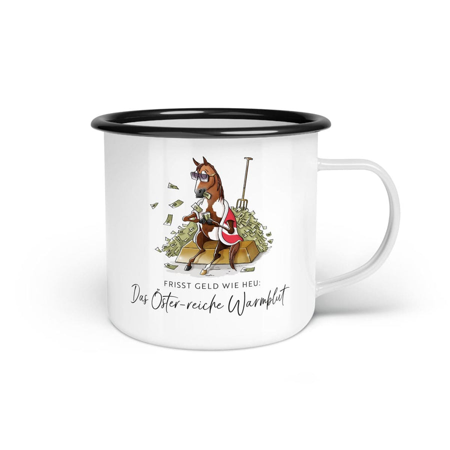 Emaille-Tasse "Öster-reiches Warmblut"