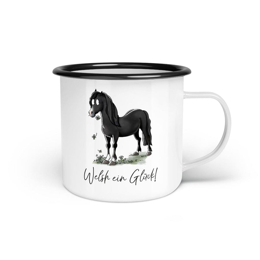 Emaille-Tasse "Welsh ein Glück!"