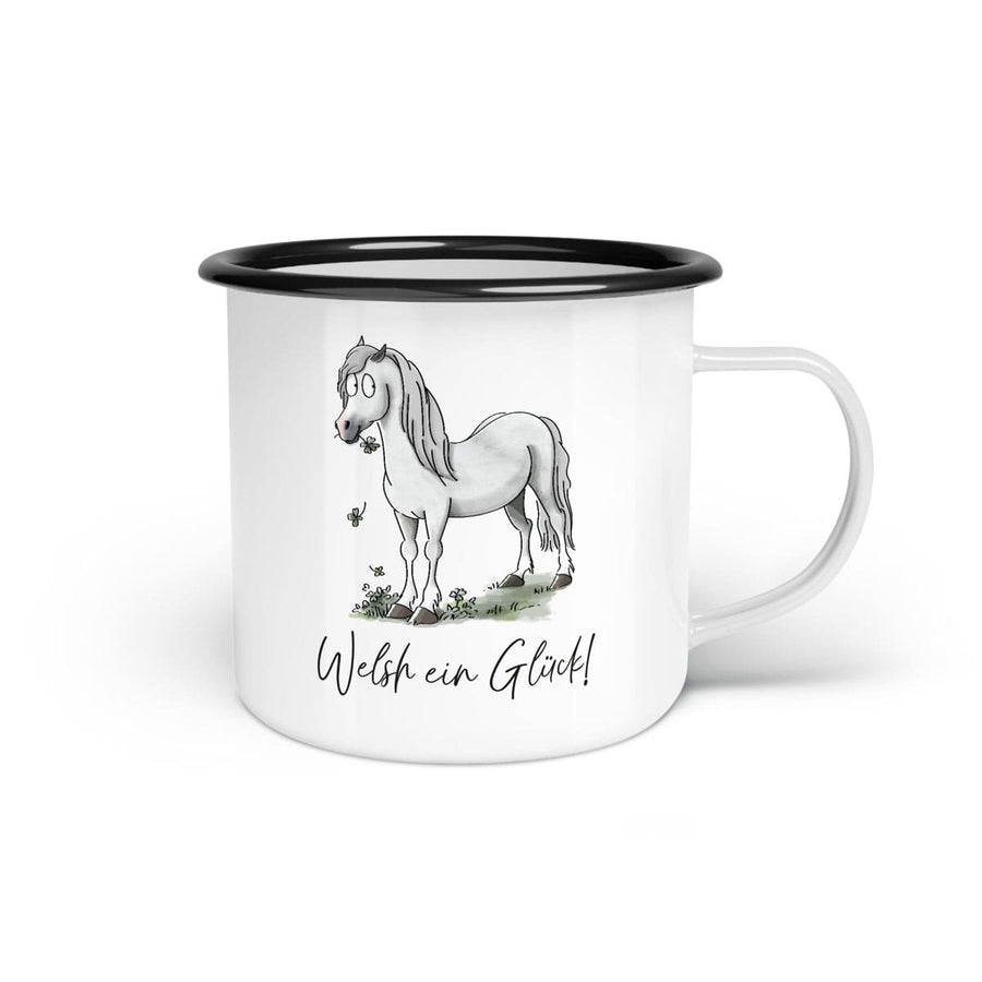 Emaille-Tasse "Welsh ein Glück!"