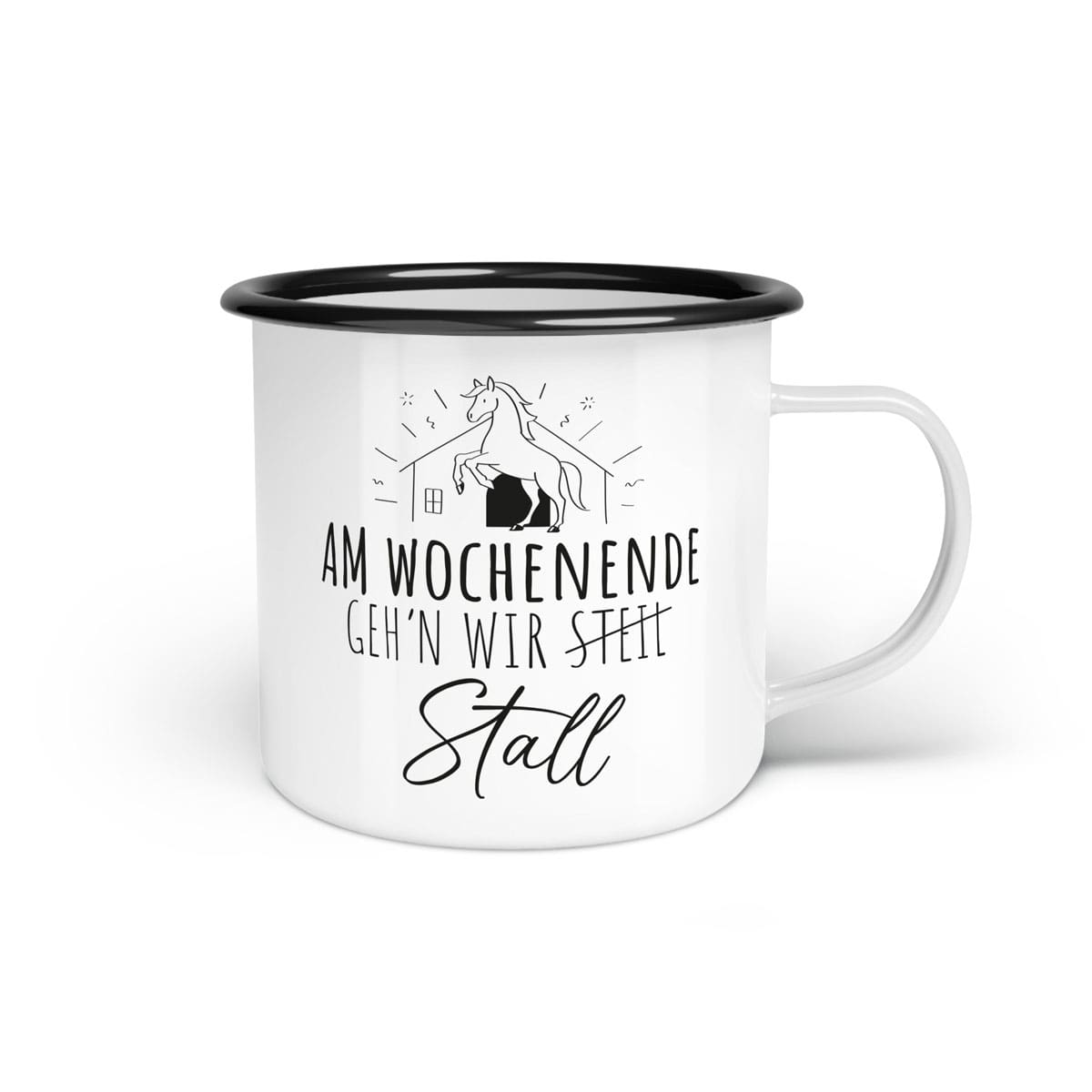 Emaille-Tasse "Stall gehen"