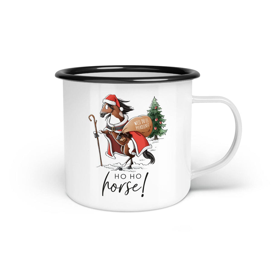 Emaille-Tasse "Ho Ho Horse"