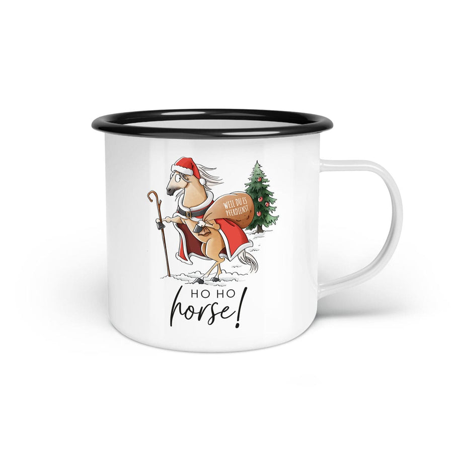 Emaille-Tasse "Ho Ho Horse"