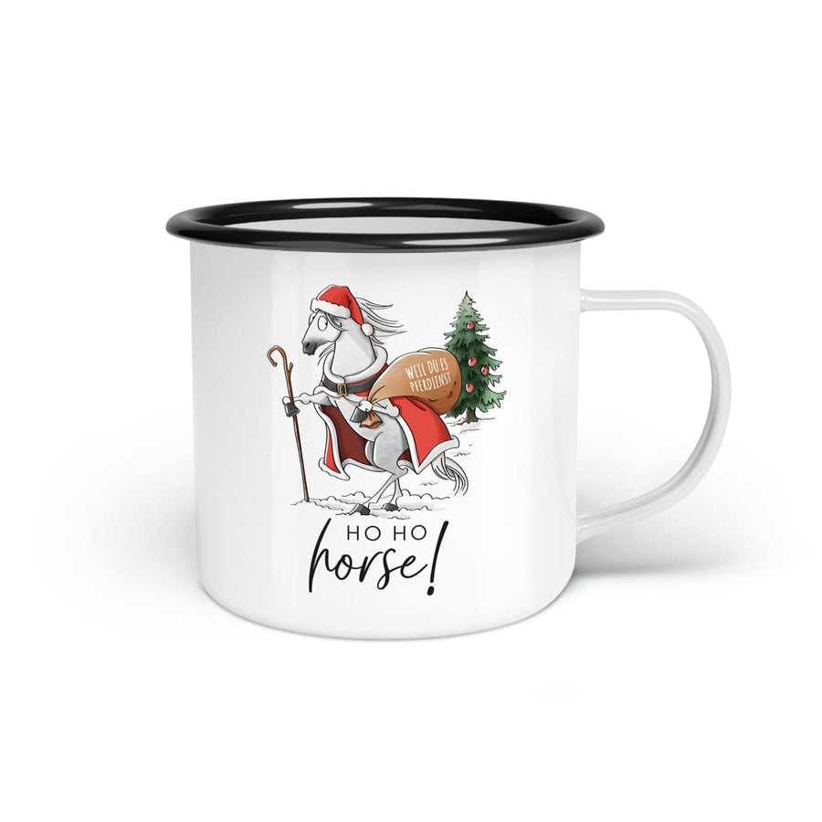 Emaille-Tasse "Ho Ho Horse"