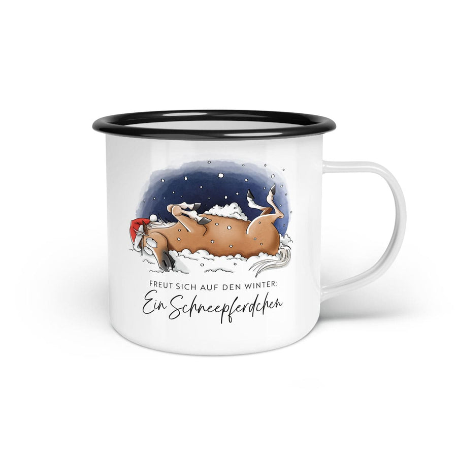 Emaille-Tasse "Schneepferdchen"