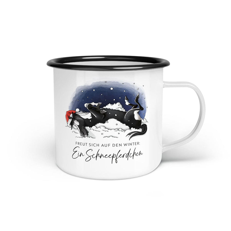 Emaille-Tasse "Schneepferdchen"