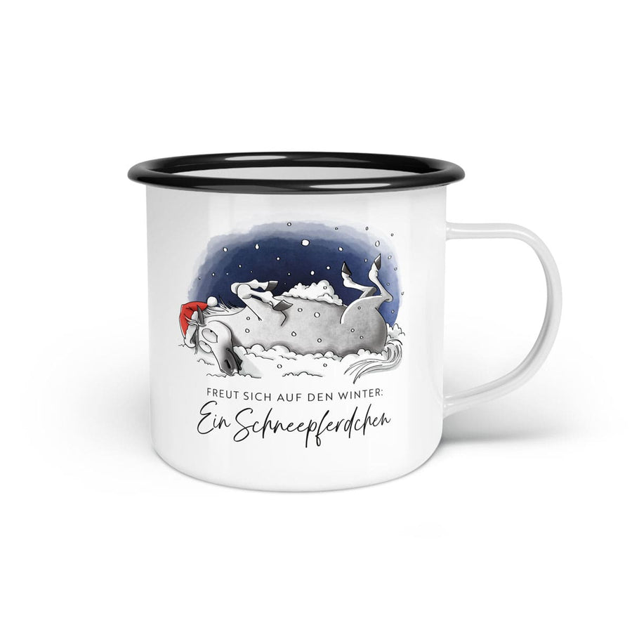 Emaille-Tasse "Schneepferdchen"