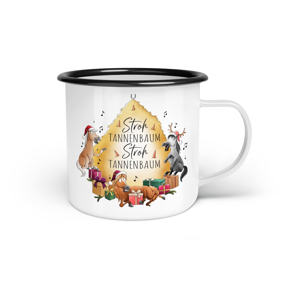 Emaille-Tasse "Stroh Tannenbaum"