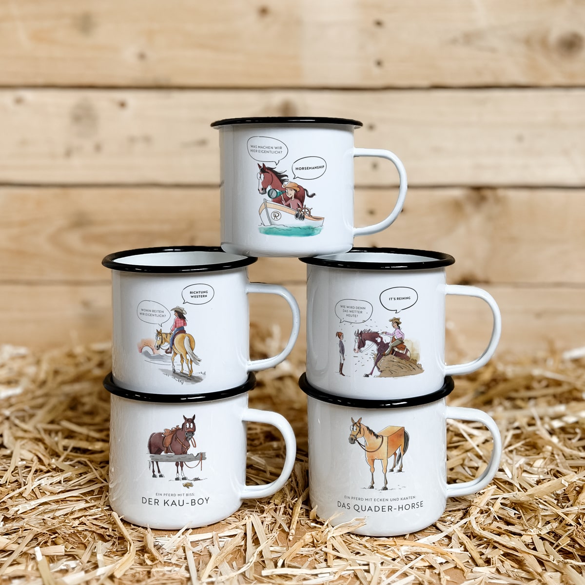 Emaille-Tassen Set "Western-Edition" | 5-teilig