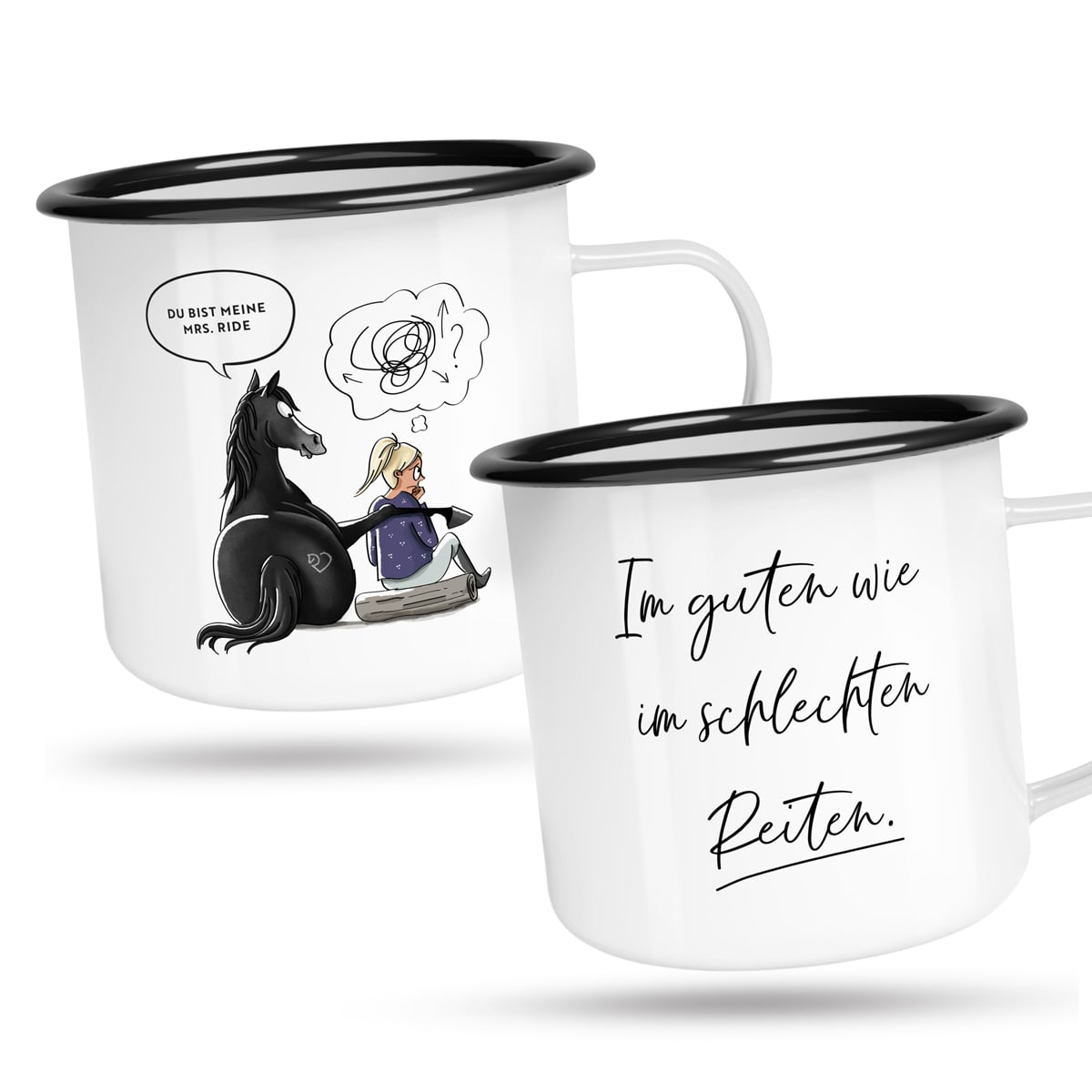 Emaille-Tassen Set "Meine mrs. ride"