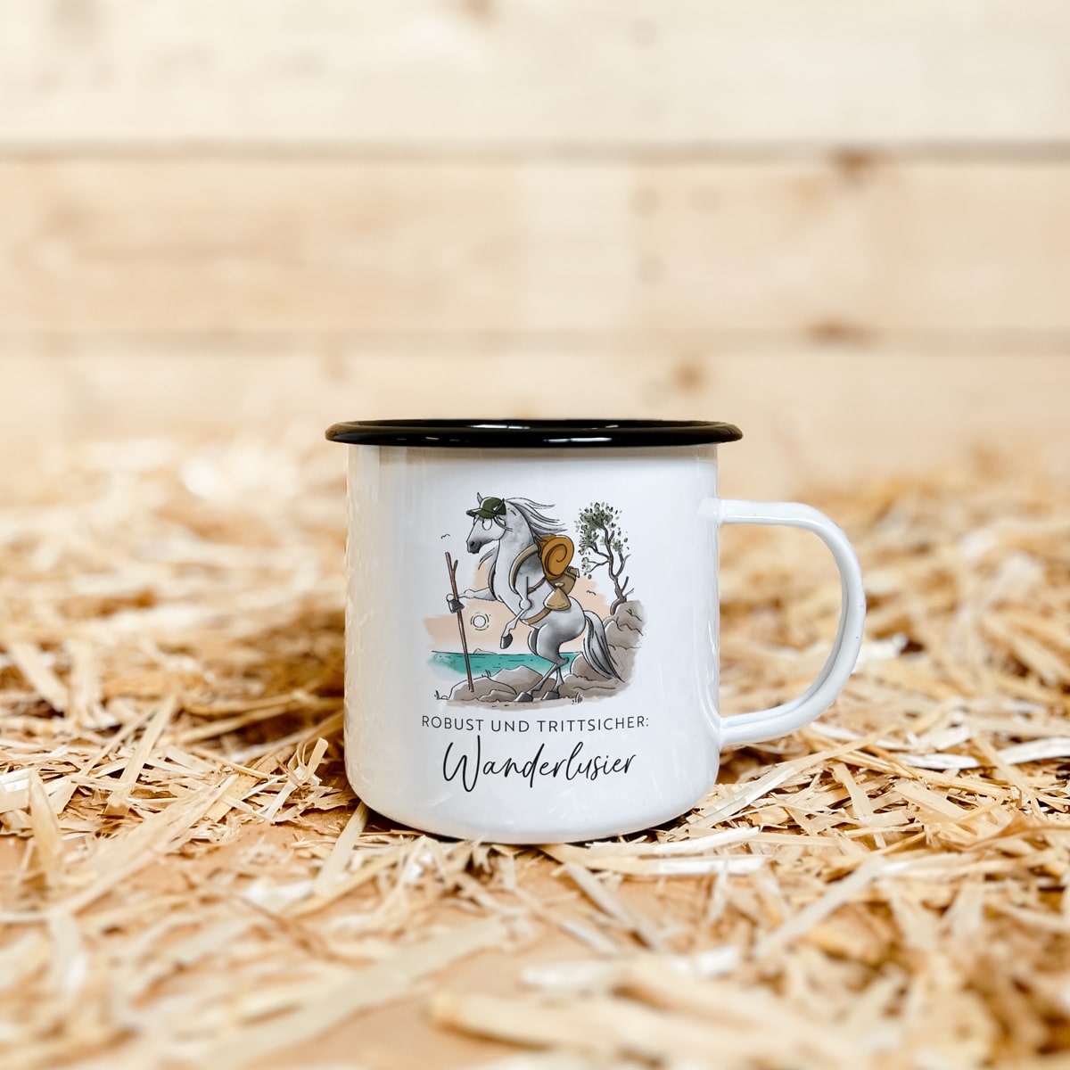 Emaille-Tasse "Wanderlusier"