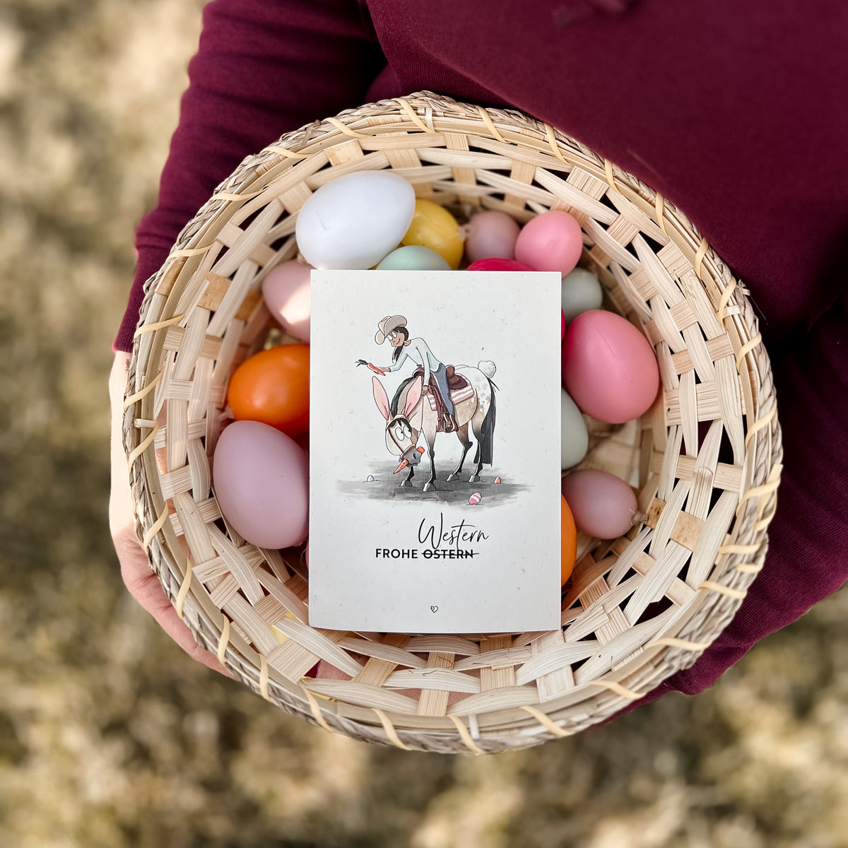 Strohpapier-Postkarte "Frohe Western"