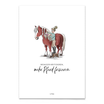 Poster "Weniger kritisieren, mehr Pferd frisieren"
