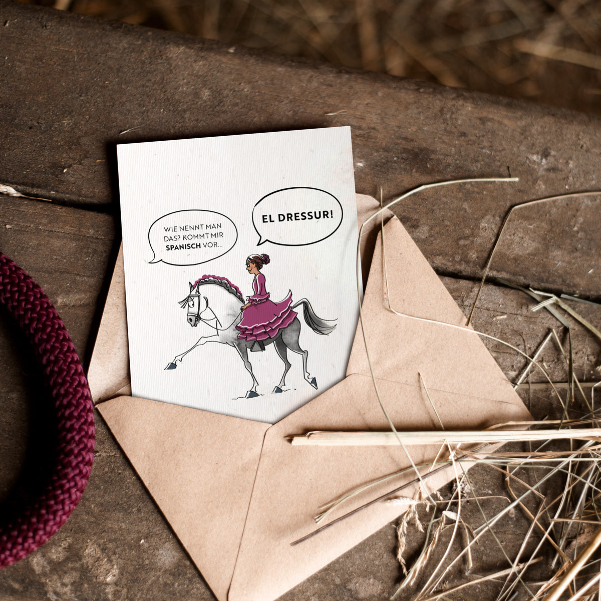 Strohpapier-Postkarte "El-Dressur"