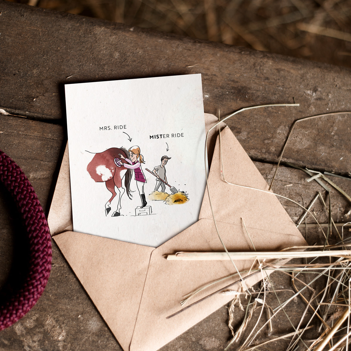 Strohpapier-Postkarte "Mister ride"