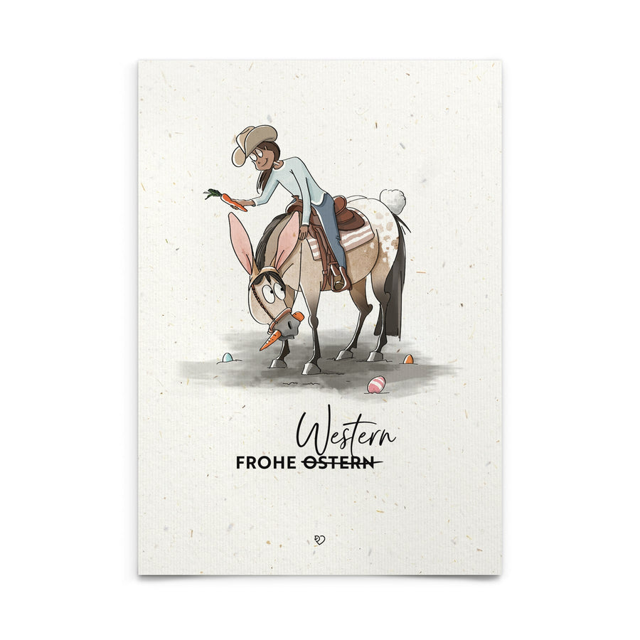 Strohpapier-Postkarte "Frohe Western"