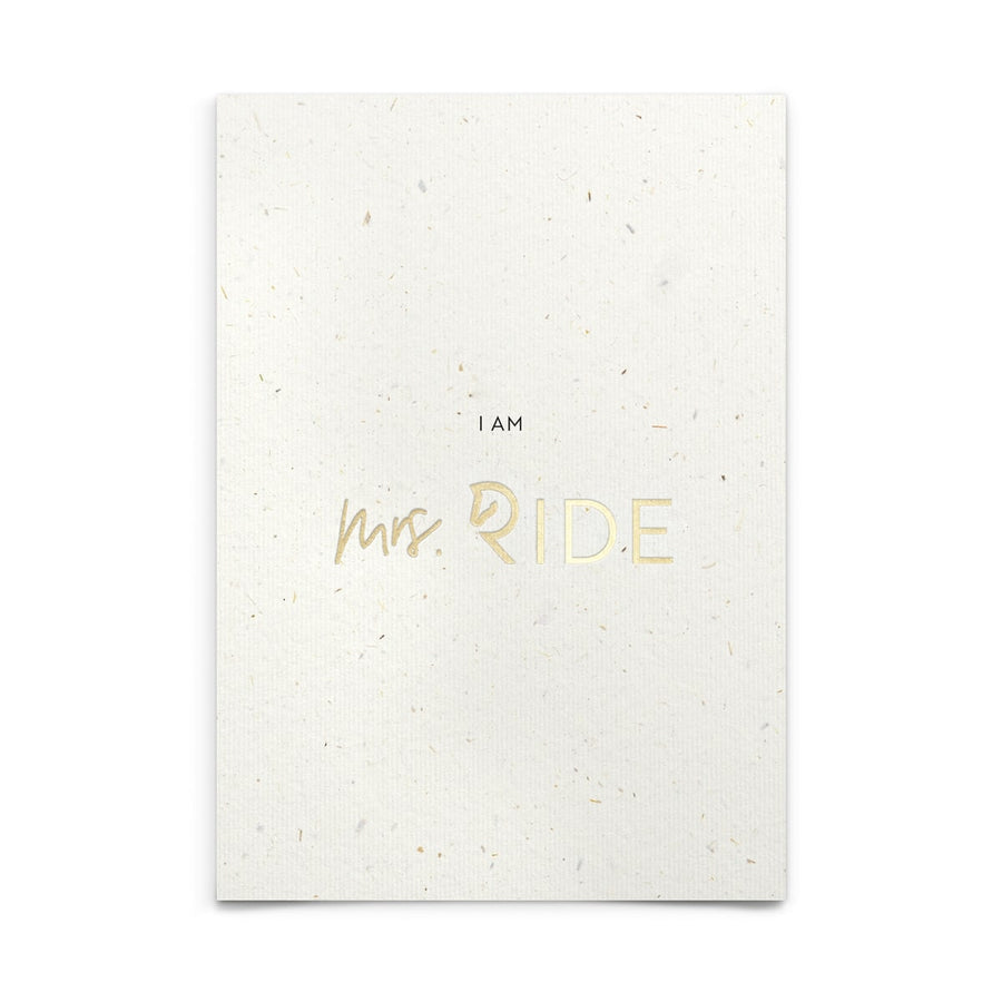 Strohpapier-Postkarte "I am mrs. ride"