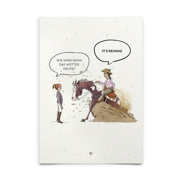 Strohpapier-Postkarte "It's reining"