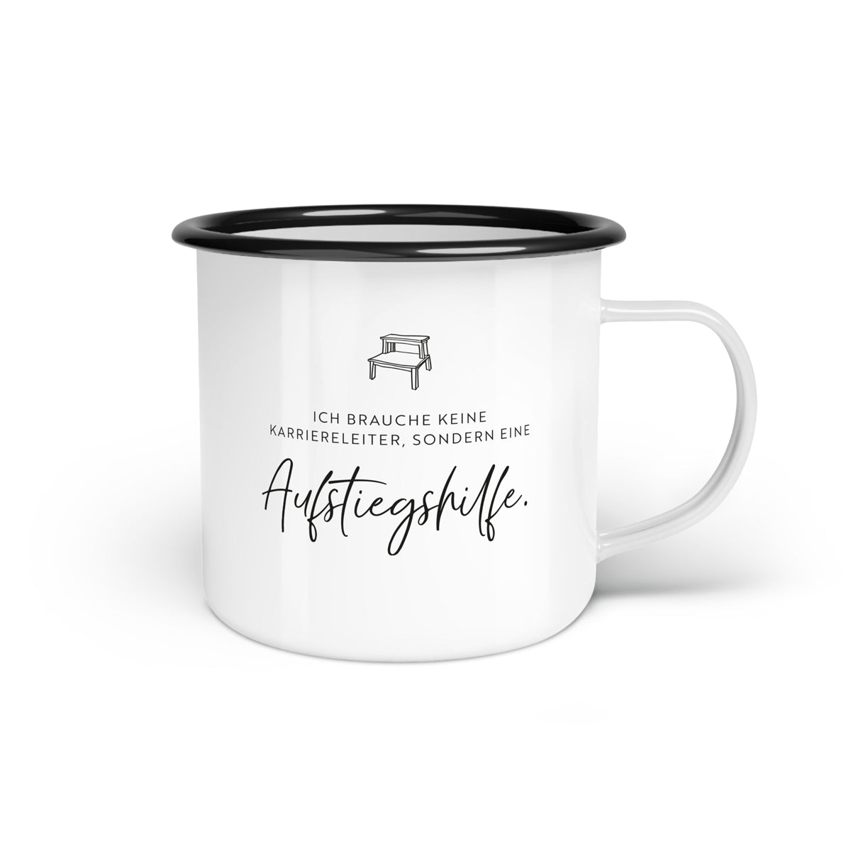 Emaille-Tasse "Aufstiegshilfe"