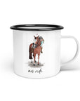 Emaille-Tasse "mrs. ride"