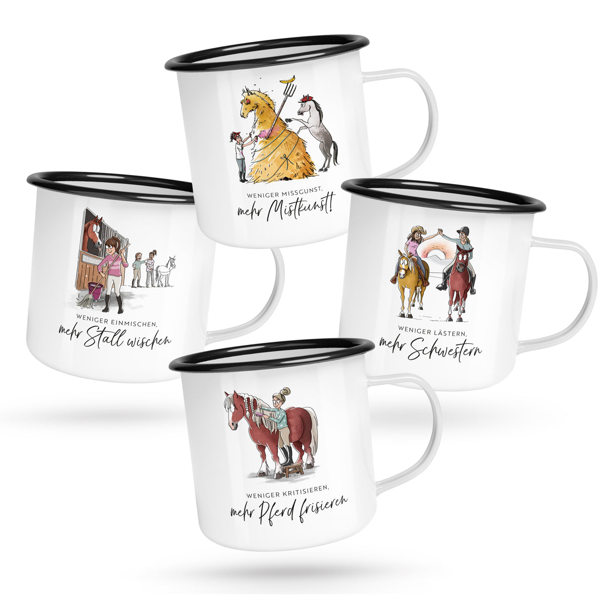 Emaille-Tassen Set "Spread the Message" | 4-teilig