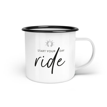 Emaille-Tasse "Start your day ride"
