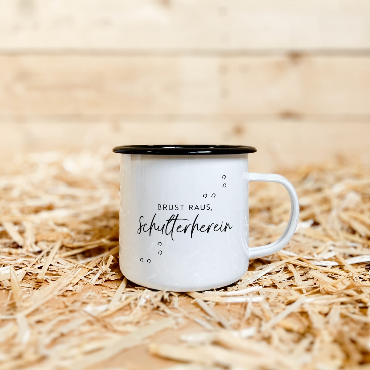Emaille-Tasse "Schulterherein"
