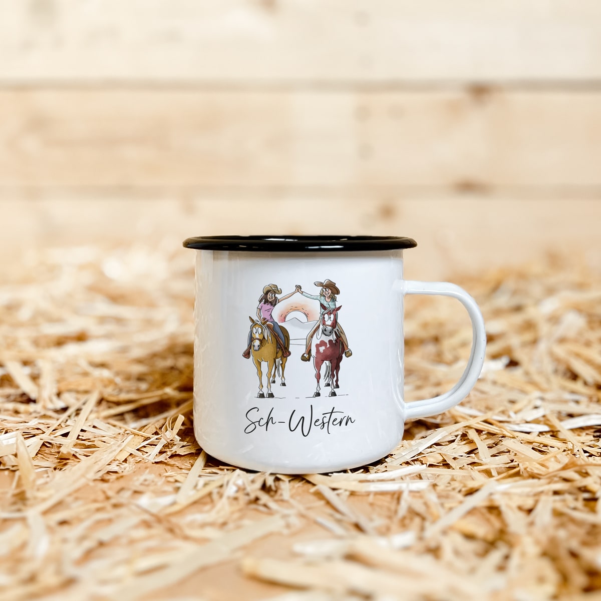 Emaille-Tasse "Sch-western"